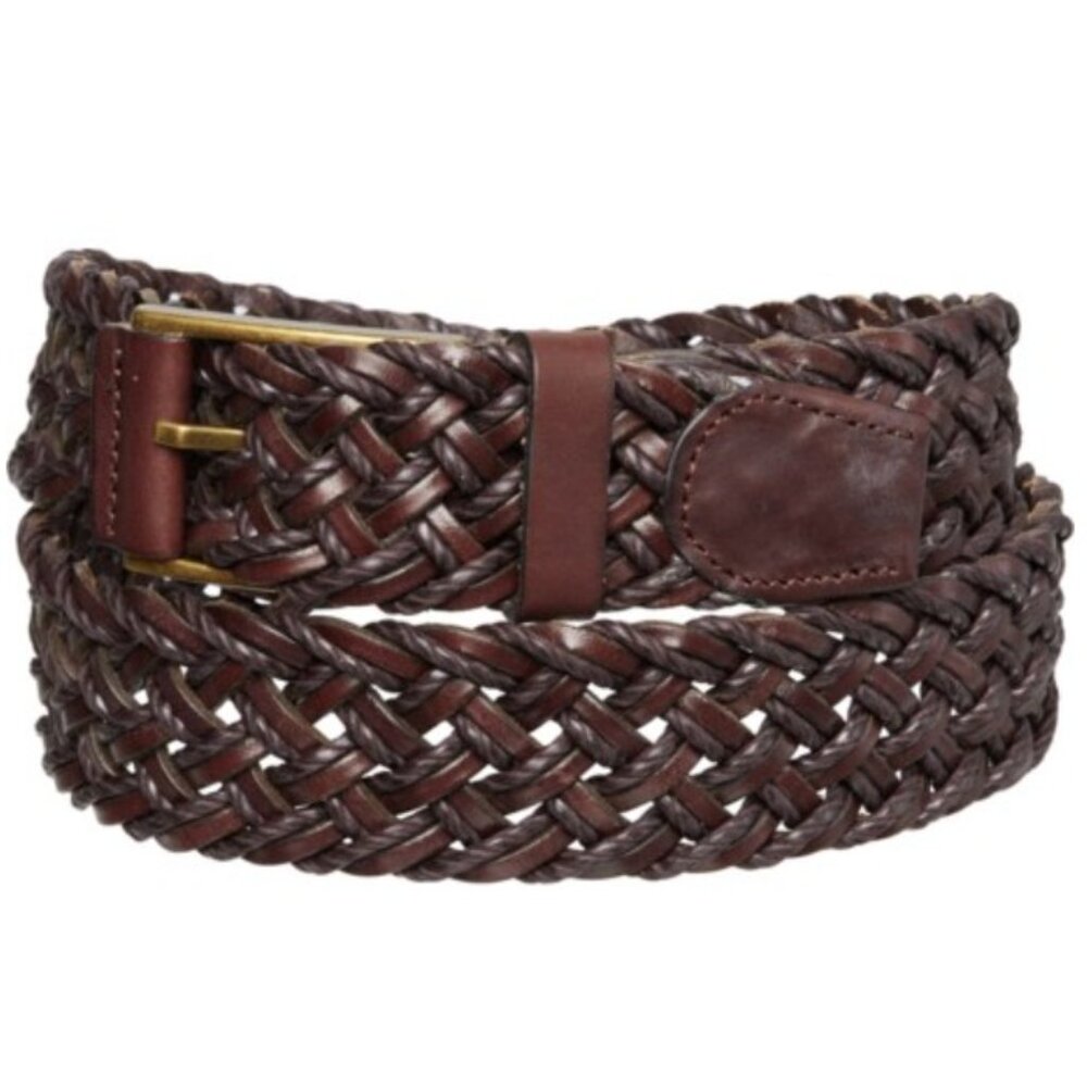 Will Leather Goods Braided Belt Metal Buckle Leather Woven Men's 42 NWT Luxe